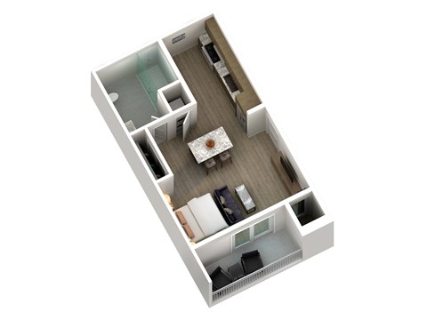 Floor plan for studio, 1 bath, 480 sqft